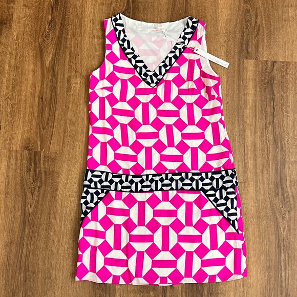 Alice & Trixie Dresses & Skirts - NEW Alice & Trixie Magenta Navy Graphic Mod Silk Dress Sz XS